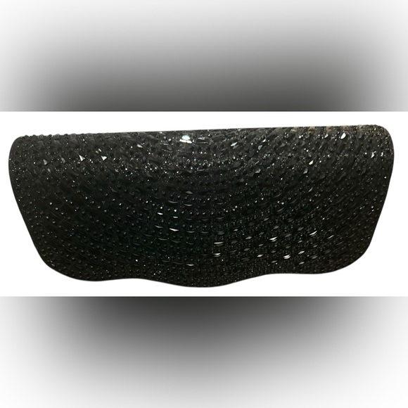 D’Margeaux NWT Black Beaded Evening Clutch Crossbody Gold Chain Formal Bag - Picture 2 of 6